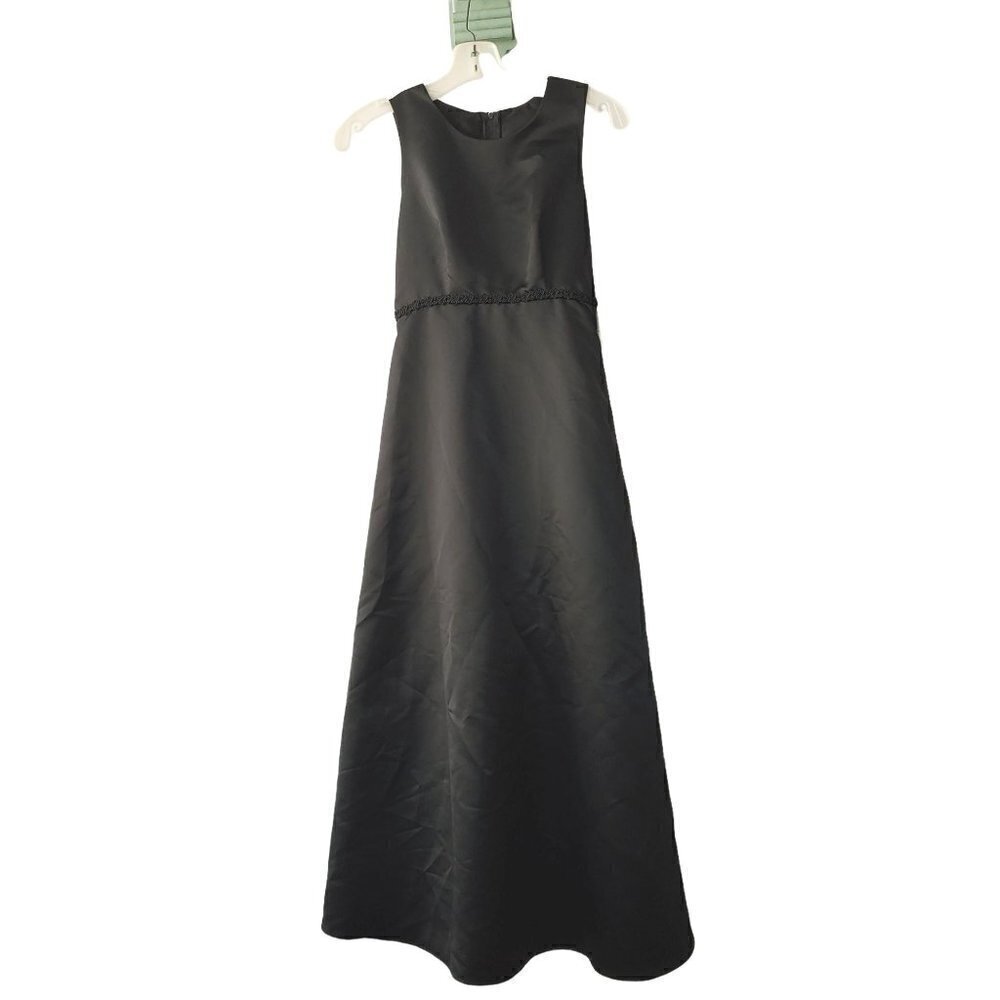 NWT US Angels Girls 14 Black Sash Tie Formal Event Gown Dress
